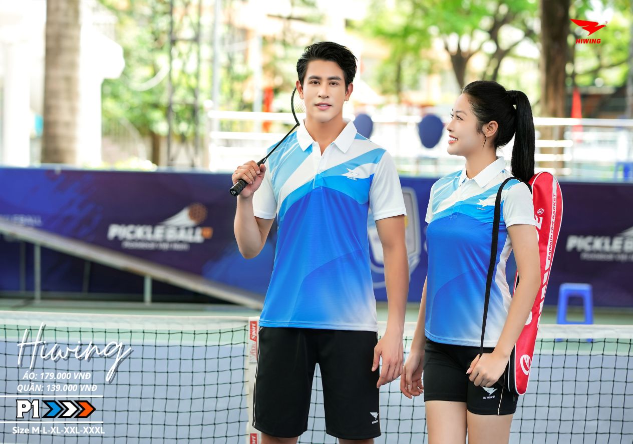 Áo cầu lông Pickleball tenis Nam Hiwing P1 Màu trắng